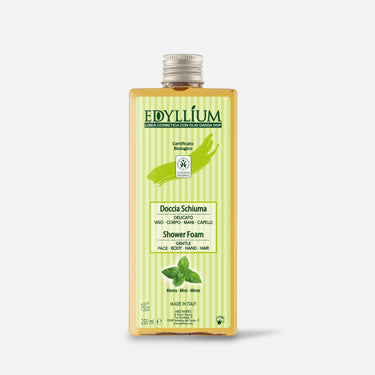 doccia schiuma alla menta dellicato con olio oliva dop garda